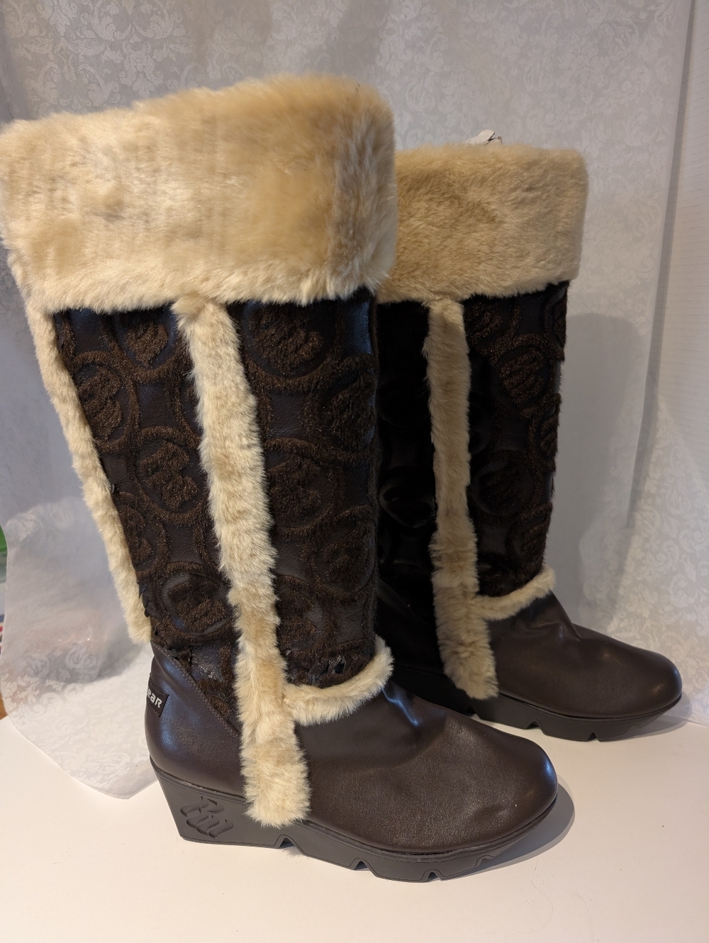 Rocawear Womens Sz.11 Wedge Boots Brown w Faux Fur